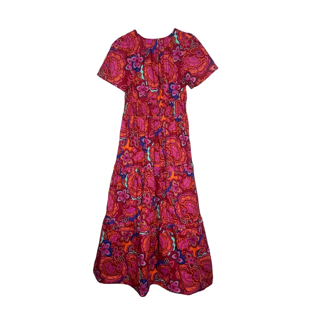 Baltic Born Palmer Tiered Floral Maxi Dress Size M Cotton Smocked Boho Pockets - Picture 3 of 12